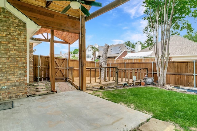 126 Oakbend Dr, Coppell, TX 75019 - view of patio featuring ceiling fan and a gate