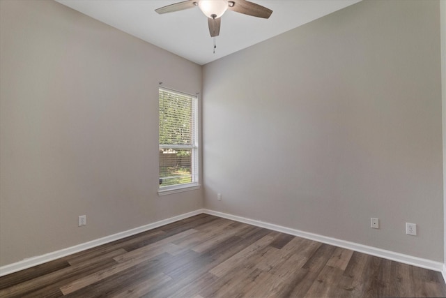 2608 Dunbar Dr, Mckinney, TX 75072 - unfurnished room with ceiling fan, dark wood-style flooring, and baseboards