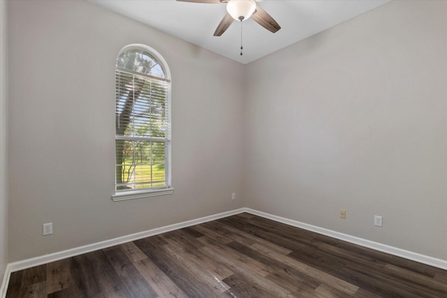 2608 Dunbar Dr, Mckinney, TX 75072 - empty room with plenty of natural light, ceiling fan, baseboards, and dark wood-style floors