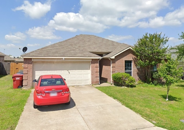 507 Waterford St, Farmersville, TX 75442 - ranch-style home featuring brick siding, an attached garage, driveway, and roof with shingles