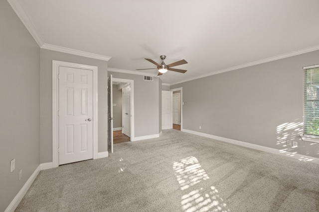 6455 Waverly Way, Fort Worth, TX 76116 - unfurnished bedroom with carpet flooring, ornamental molding, baseboards, and ceiling fan