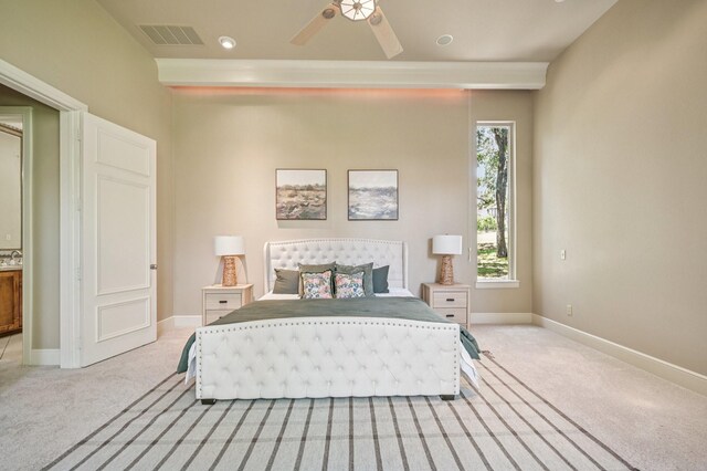 1 Hamper Ct, Trophy Club, TX 76262 - bedroom featuring light colored carpet, baseboards, and a ceiling fan