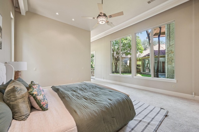 1 Hamper Ct, Trophy Club, TX 76262 - carpeted bedroom with baseboards, recessed lighting, a ceiling fan, and access to outside
