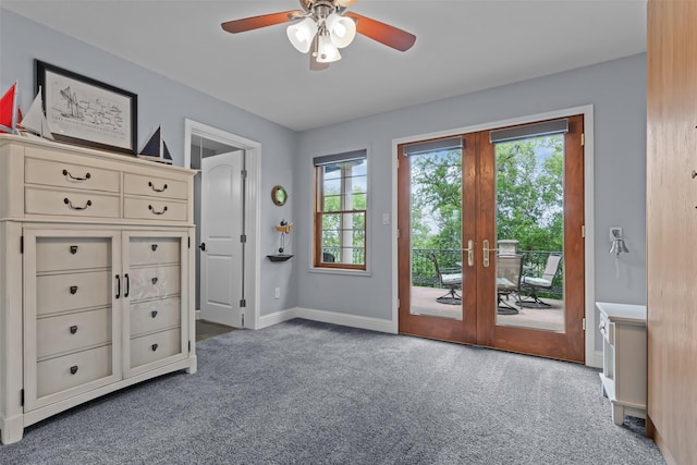 2510 River Ridge Court, Granbury, TX 76048 - entryway with carpet flooring, healthy amount of natural light, french doors, and ceiling fan