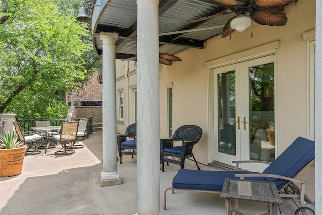 2510 River Ridge Court, Granbury, TX 76048 - view of patio featuring french doors, outdoor dining area, and a ceiling fan
