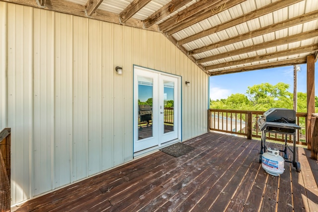 200 County Road 129, Stephenville, TX 76401 - wooden terrace featuring french doors and area for grilling