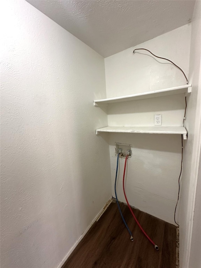 4629 Chapman St, The Colony, TX 75056 - laundry room featuring wood finished floors, washer hookup, and baseboards