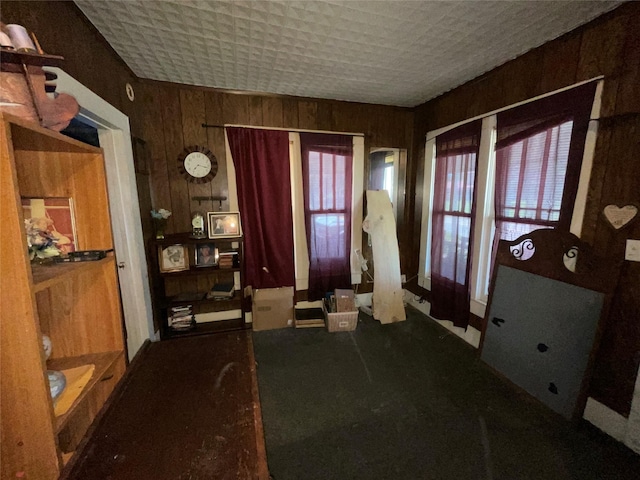 1008 Church St, Sulphur Springs, TX 75482 - entryway with wood walls and carpet flooring
