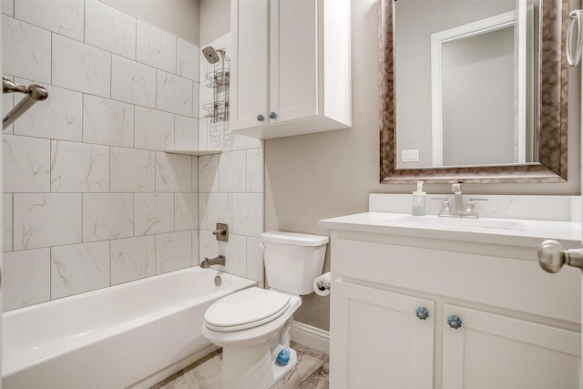 1305 Crown Valley Dr, Weatherford, TX 76087 - bathroom with baseboards, toilet, vanity, and bathtub / shower combination
