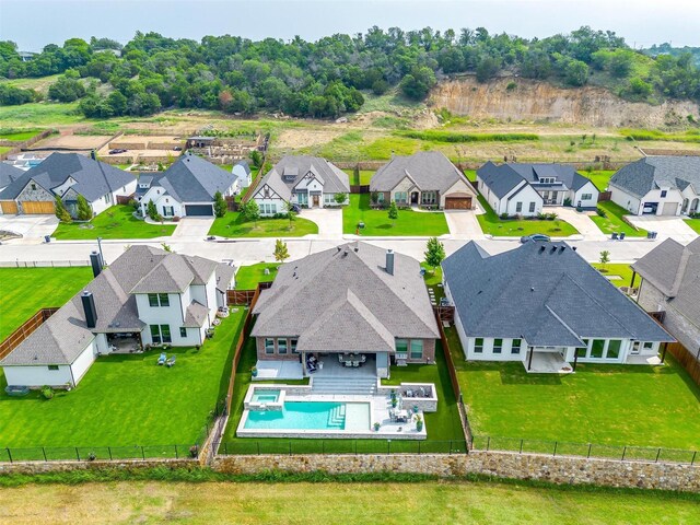 1305 Crown Valley Dr, Weatherford, TX 76087 - aerial perspective of suburban area featuring a pool