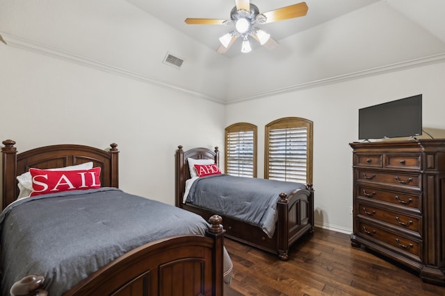 705 Love Henry Ct, Southlake, TX 76092 - bedroom with dark wood-style flooring, ceiling fan, and high vaulted ceiling