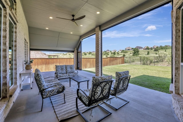 1008 Myers Park Trl, Roanoke, TX 76262 - view of patio / terrace with an outdoor living space and ceiling fan