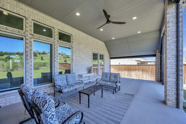 1008 Myers Park Trl, Roanoke, TX 76262 - view of patio / terrace featuring outdoor lounge area and a ceiling fan