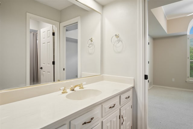9131 Valley Chapel Ln, Dallas, TX 75220 - bathroom with vanity and baseboards