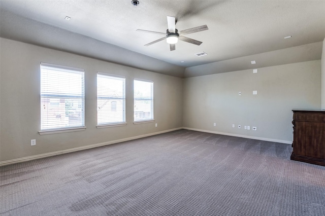 1719 Wheatberry Ln, Allen, TX 75002 - unfurnished room with ceiling fan, dark colored carpet, baseboards, and lofted ceiling