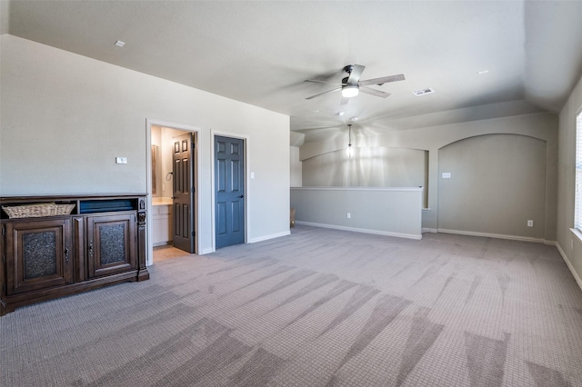 1719 Wheatberry Ln, Allen, TX 75002 - unfurnished living room featuring light carpet, ceiling fan, and baseboards