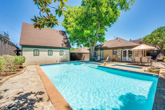 5447 Mccommas Blvd, Dallas, TX 75206 - view of pool featuring an in-ground hot tub, french doors, and a patio area