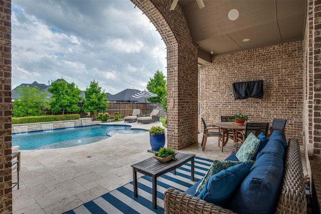 2749 Casa Grande Way, Celina, TX 75009 - view of pool featuring an outdoor living space, a patio area, and outdoor dining area
