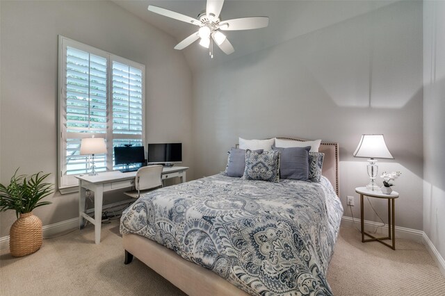 2749 Casa Grande Way, Celina, TX 75009 - carpeted bedroom with multiple windows, lofted ceiling, baseboards, and a ceiling fan