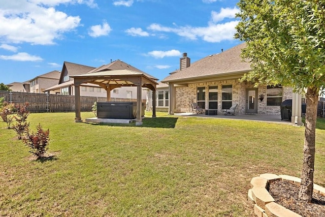 914 Park Vista Dr, Justin, TX 76247 - view of yard featuring a hot tub, a patio area, and a gazebo