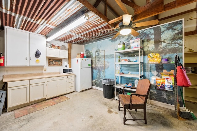 1890 Oak Valley Ln, Corsicana, TX 75110 - basement featuring freestanding refrigerator and a ceiling fan