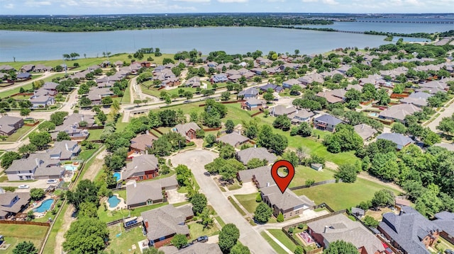 4518 Park Meadow Ct, Garland, TX 75043 - aerial perspective of suburban area featuring a large body of water