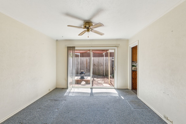 3109 Bullock Dr, Plano, TX 75023 - spare room with carpet floors, a ceiling fan, and baseboards