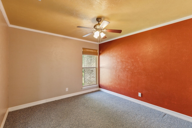 3109 Bullock Dr, Plano, TX 75023 - carpeted empty room with a ceiling fan, baseboards, and ornamental molding