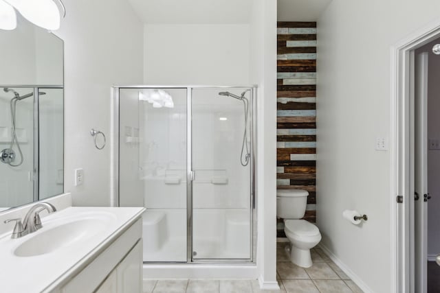 4033 Heavenly Way, Heartland, TX 75126 - bathroom with a shower stall, toilet, vanity, and tile patterned floors