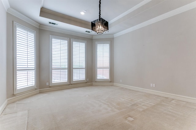 1121 Riverwalk Ct, Colleyville, TX 76034 - unfurnished room with a chandelier, carpet, healthy amount of natural light, and crown molding
