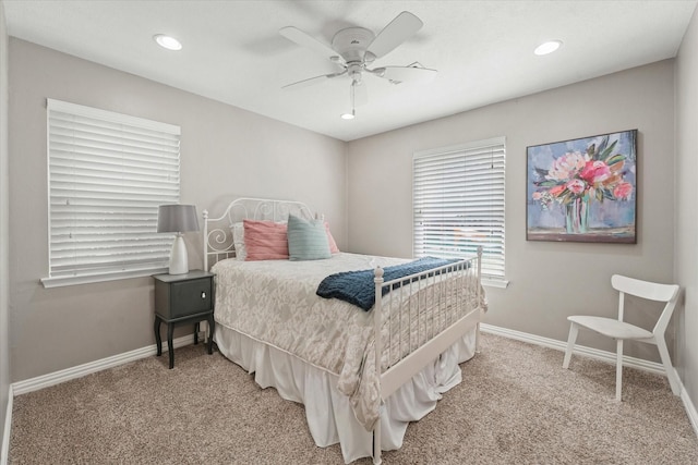 12212 Ridgefair Pl, Farmers Branch, TX 75234 - bedroom with carpet floors, baseboards, recessed lighting, and a ceiling fan