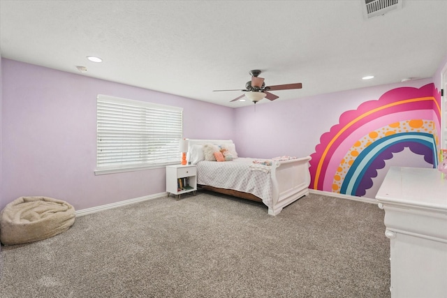 12212 Ridgefair Pl, Farmers Branch, TX 75234 - carpeted bedroom featuring baseboards, ceiling fan, and recessed lighting