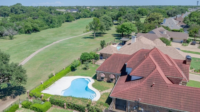 2709 Oak Point Dr, Garland, TX 75044 - view from above of property with a pool