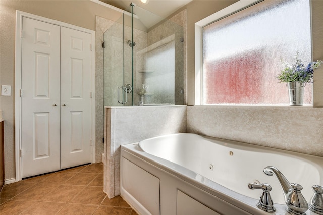 1730 Vista Ridge Dr W, Midlothian, TX 76065 - bathroom featuring a jetted tub, a shower stall, and tile patterned flooring