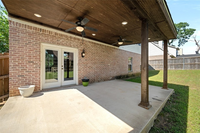 529 Mattie Ln, Lake Dallas, TX 75065 - view of patio / terrace with french doors and ceiling fan