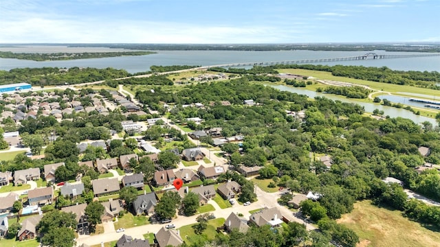 529 Mattie Ln, Lake Dallas, TX 75065 - aerial perspective of suburban area featuring a notable bridge and a nearby body of water