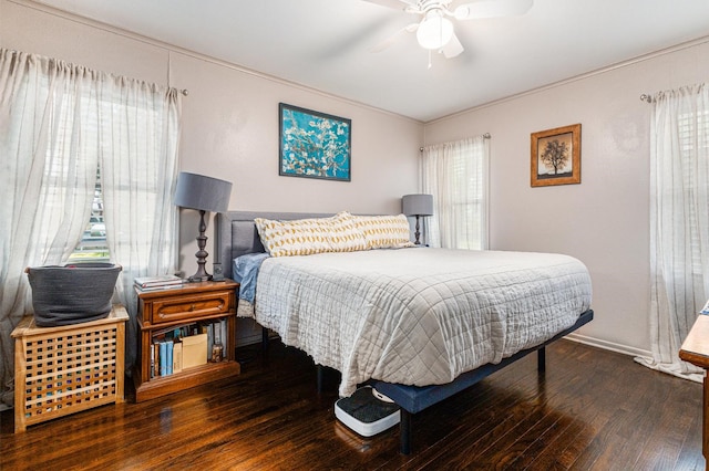 6217 Kentwood Pl, Fort Worth, TX 76112 - bedroom with hardwood / wood-style flooring, baseboards, ceiling fan, and ornamental molding