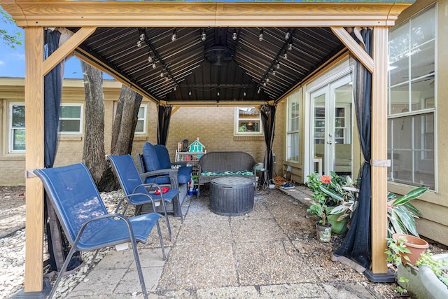 6217 Kentwood Pl, Fort Worth, TX 76112 - view of patio with french doors and a gazebo
