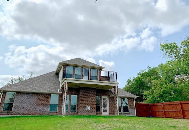 10954 Live Oak Creek Dr, Fort Worth, TX 76108 - back of property featuring a balcony, brick siding, and a shingled roof