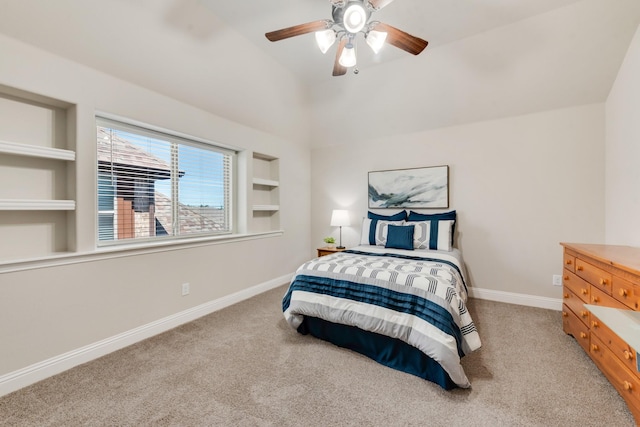 3234 Burke Dr, Royse City, TX 75189 - bedroom with carpet floors, baseboards, vaulted ceiling, and ceiling fan