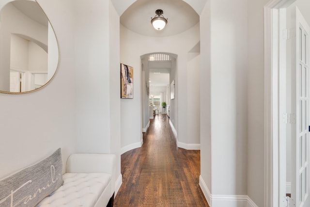 3234 Burke Dr, Royse City, TX 75189 - hallway with dark wood-type flooring and arched walkways