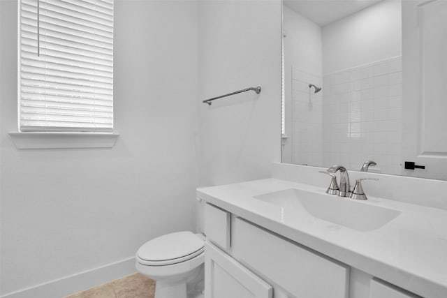 4166 Carter Ct, Denison, TX 75020 - full bath with toilet, a shower, vanity, baseboards, and tile patterned flooring
