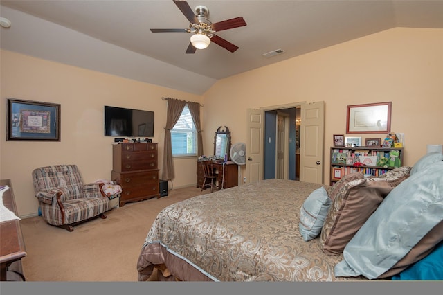 1621 Jasmine Trl, Savannah, TX 76227 - bedroom with vaulted ceiling, carpet flooring, and a ceiling fan