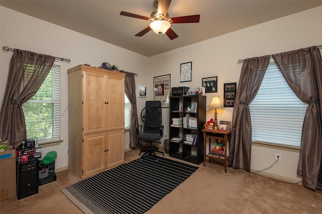 1621 Jasmine Trl, Savannah, TX 76227 - carpeted home office featuring ceiling fan