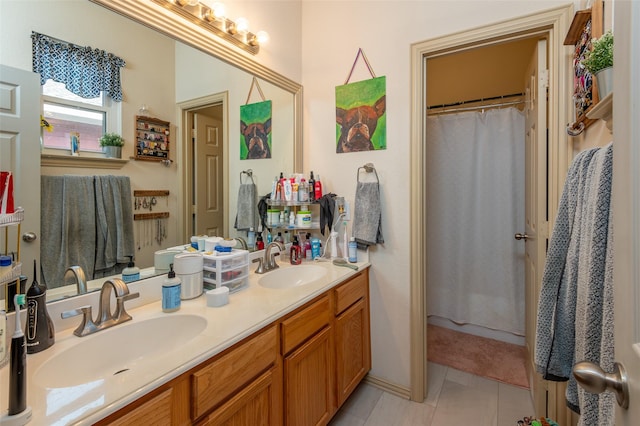 1621 Jasmine Trl, Savannah, TX 76227 - full bathroom with double vanity and curtained shower