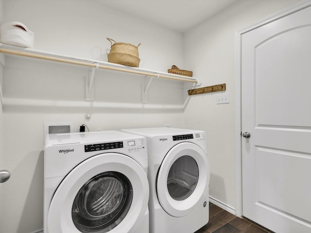 1519 Old Wichita Trl, Saginaw, TX 76131 - washroom featuring washer and dryer and dark wood-style floors