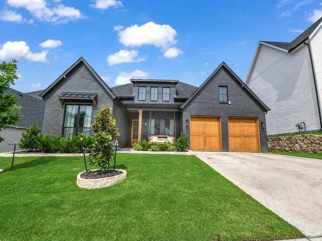 1117 Mountain View Dr, Weatherford, TX 76087 - view of front of home featuring concrete driveway, a front lawn, roof with shingles, a porch, and brick siding