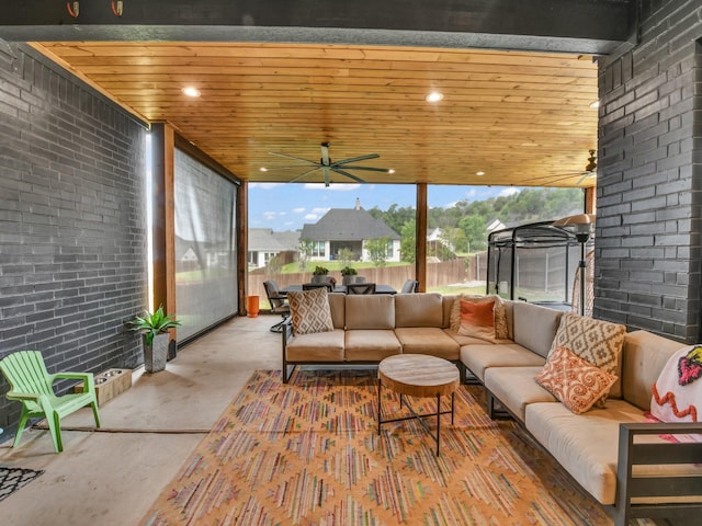 1117 Mountain View Dr, Weatherford, TX 76087 - view of patio featuring outdoor lounge area and a ceiling fan