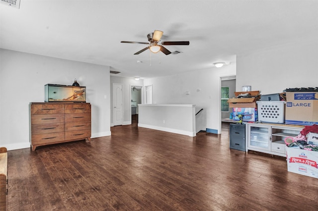 912 Thistle Cir, Allen, TX 75002 - living area with a ceiling fan, wood finished floors, and baseboards