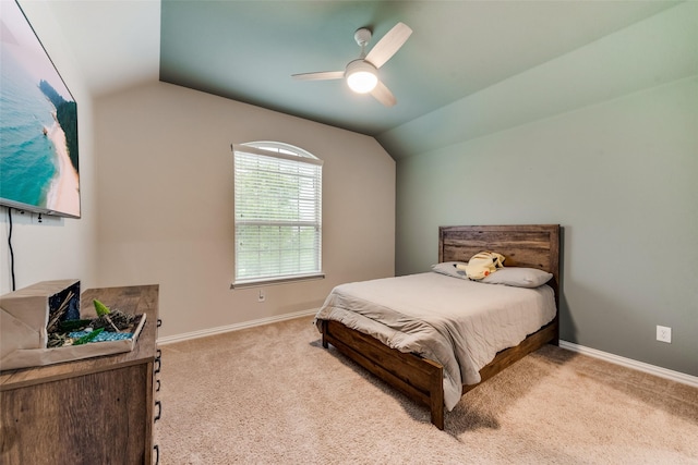 11701 Parade Dr, Frisco, TX 75036 - carpeted bedroom with lofted ceiling, baseboards, and a ceiling fan